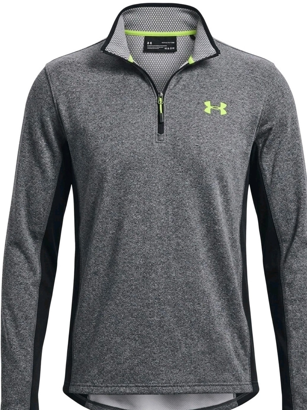 Under Armour Black Tee with Neon Lime Logo Size Large